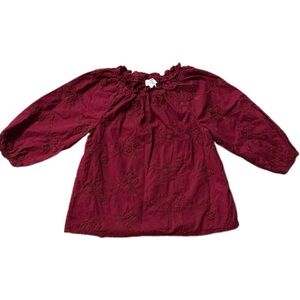 Crown & Ivy Maroon Embroidered Top